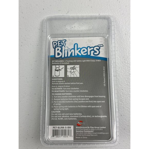 Pet Blinkers Small Breed Flashing LED Safety Light Blue & White Weather Resistan - Picture 3 of 5